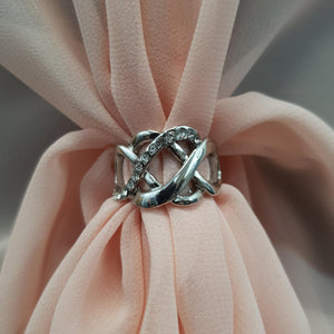Chiffon U Wrap with Diamante Scarf Ring Set (Blush)