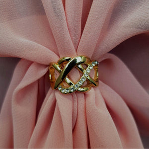 Chiffon U Wrap with Diamante Scarf Ring Set (Dusty Rose)