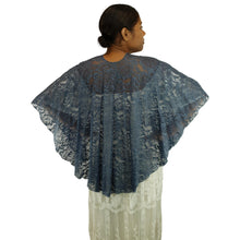 Bohemian Lace U Wrap & Diamante Scarf Ring (Dusty Blue)