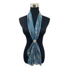 Chiffon Neck Scarf and Ring Set (Blue Cottage Print)