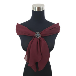 Chiffon Neck Scarf and Ring Set (Burgundy)