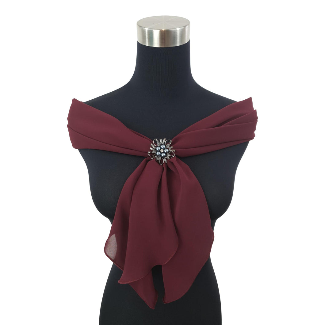 Chiffon Neck Scarf and Ring Set (Burgundy)