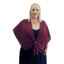 Chiffon U Wrap with Diamante Scarf Ring Set (Burgundy)