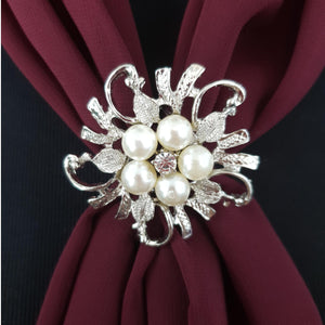 Chiffon Neck Scarf and Ring Set (Burgundy)