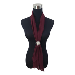 Chiffon Neck Scarf and Ring Set (Burgundy)