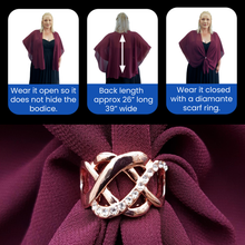 Chiffon U Wrap with Diamante Scarf Ring Set (Burgundy)