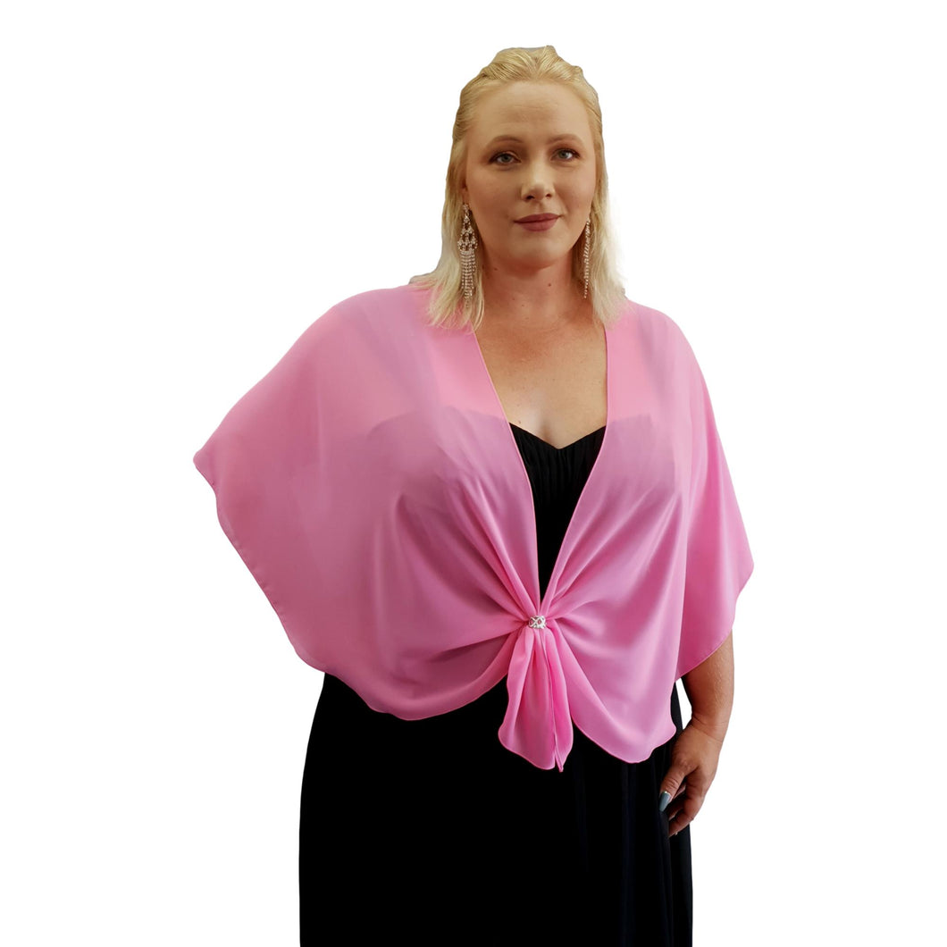 Chiffon U Wrap with Diamante Scarf Ring Set (Candy Pink)