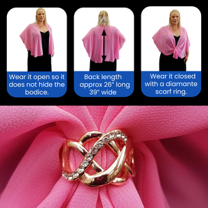 Chiffon U Wrap with Diamante Scarf Ring Set (Candy Pink)