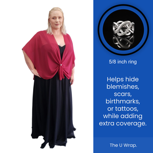 Chiffon U Wrap with Diamante Scarf Ring Set (Claret)