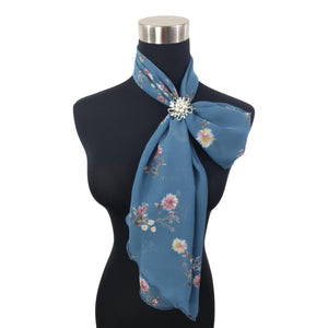 Chiffon Neck Scarf and Ring Set (Blue Cottage Print)