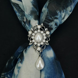 Chiffon Neck Scarf and Ring Set (Blue Yonder)