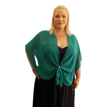 Chiffon U Wrap with Diamante Scarf Ring Set (Emerald)