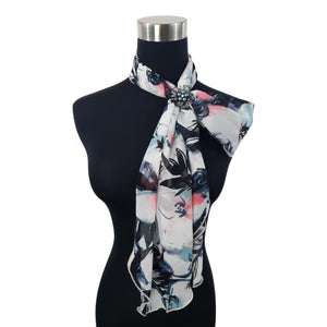 Chiffon Neck Scarf and Ring Set (Floral Swirl)