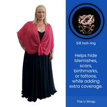 Chiffon U Wrap with Diamante Scarf Ring Set (Hot Pink)