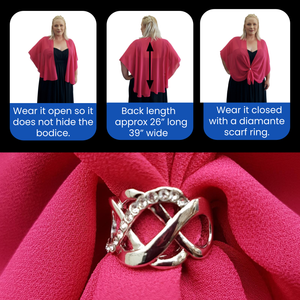 Chiffon U Wrap with Diamante Scarf Ring Set (Hot Pink)