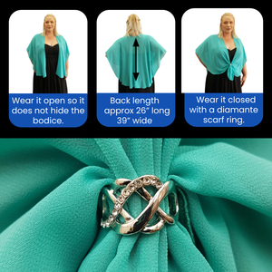 Chiffon U Wrap with Diamante Scarf Ring Set (Jade)