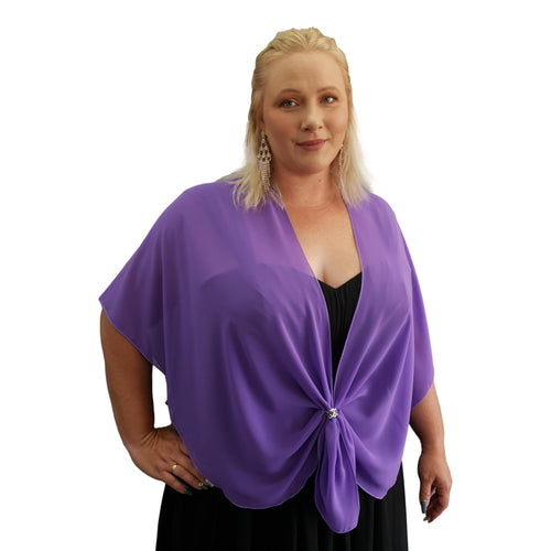 Chiffon U Wrap with Diamante Scarf Ring Set (Lavender)