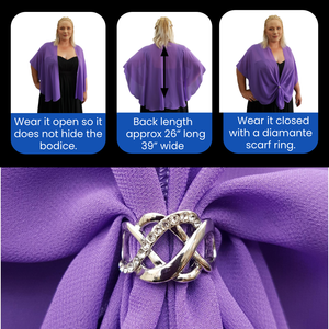 Chiffon U Wrap with Diamante Scarf Ring Set (Lavender)