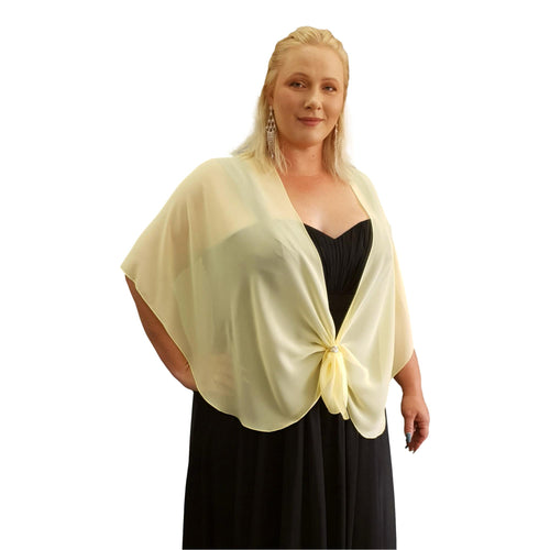 Chiffon U Wrap with Diamante Scarf Ring Set (Lemon)
