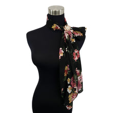 Chiffon Neck Scarf and Ring Set (Midnight Bloom)