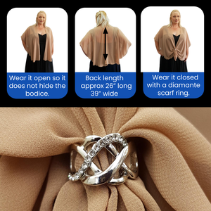 Chiffon U Wrap with Diamante Scarf Ring Set (Nude)