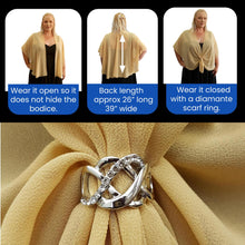 Chiffon U Wrap with Diamante Scarf Ring Set (Old Gold)