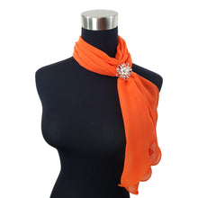 Chiffon Neck Scarf and Ring Set (Orange)