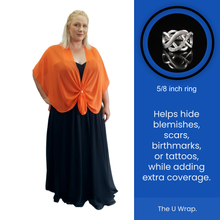 Chiffon U Wrap with Diamante Scarf Ring Set (Orange)