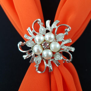 Chiffon Neck Scarf and Ring Set (Orange)