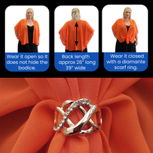 Chiffon U Wrap with Diamante Scarf Ring Set (Orange)