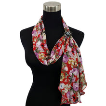 Chiffon Neck Scarf and Ring Set (Scarlet Bouquet)