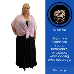 Chiffon U Wrap with Diamante Scarf Ring Set (Pink)