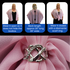 Chiffon U Wrap with Diamante Scarf Ring Set (Pink)