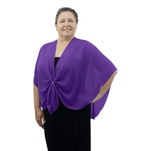 Chiffon U Wrap with Diamante Scarf Ring Set (Purple)