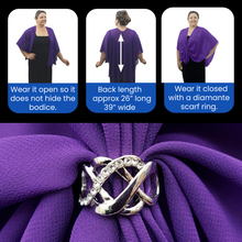 Chiffon U Wrap with Diamante Scarf Ring Set (Purple)