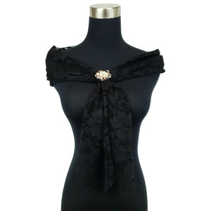 Lace Neck Scarf and Ring Set (Black)
