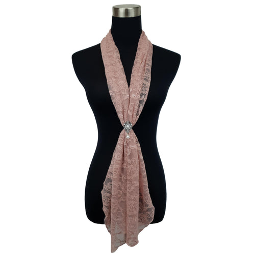 Lace Neck Scarf and Ring Set (Dusty Rose)