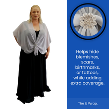Chiffon U Wrap with Diamante Scarf Ring Set (Lt. Grey with Flower Ring)