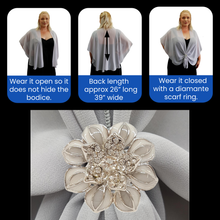 Chiffon U Wrap with Diamante Scarf Ring Set (Lt. Grey with Flower Ring)