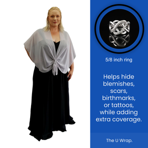 Chiffon U Wrap with Diamante Scarf Ring Set (Lt. Grey)