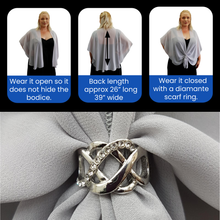 Chiffon U Wrap with Diamante Scarf Ring Set (Lt. Grey)