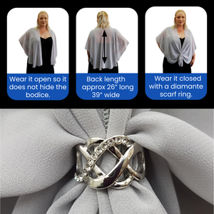 Chiffon U Wrap with Diamante Scarf Ring Set (Lt. Grey)