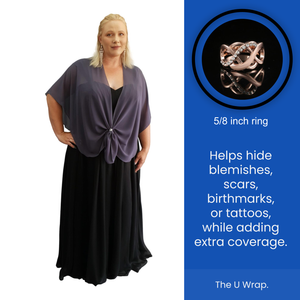 Chiffon U Wrap with Diamante Scarf Ring Set (Steele)