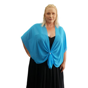 Chiffon U Wrap with Diamante Scarf Ring Set (Turquoise)