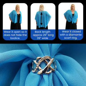 Chiffon U Wrap with Diamante Scarf Ring Set (Turquoise)