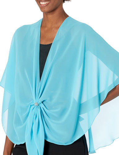 Chiffon U Wrap with Diamante Scarf Ring Set (Aqua)
