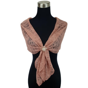 Lace Neck Scarf and Ring Set (Salmon)