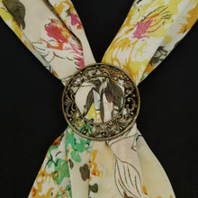 Chiffon Neck Scarf and Ring Set (Beige Floral)