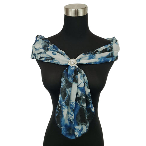 Chiffon Neck Scarf and Ring Set (Blue Yonder)