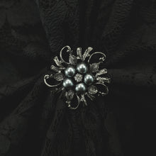 Bohemian Lace U Wrap & Diamante Scarf Ring (Black)
